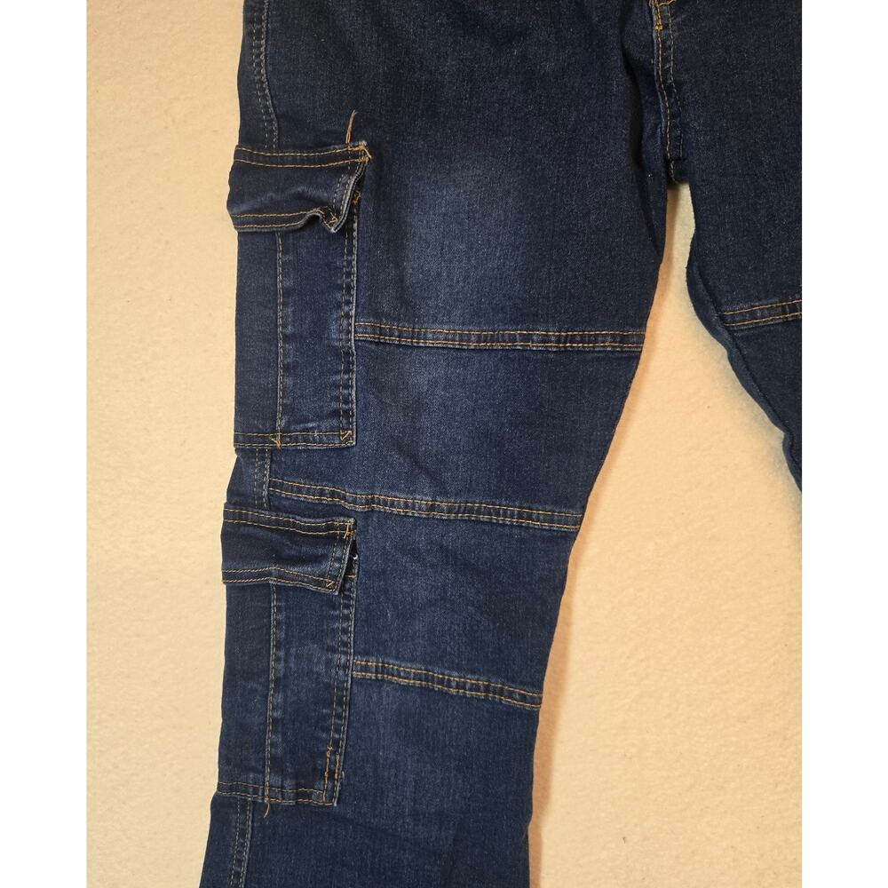 Celebrity Ace Womens Blue Flare Jeans Y2K Belted Cargo Streetwear Utility 15/32 - Picture 7 of 13